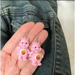 Care Bears Inspired earrings Pink earrings bear rainbow bear Pink Strawberry New
